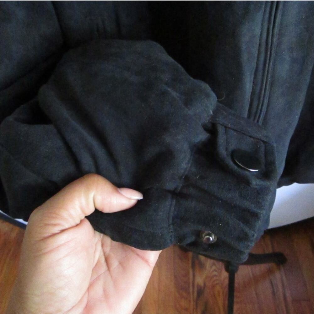 Vintage 90s Faux Suede Bomber Jacket XL Men Blue Black Zip Microfiber - Picture 17 of 17